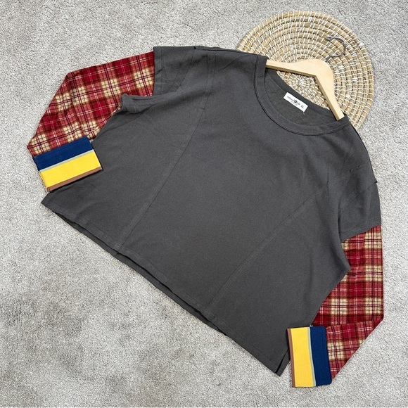 SOLD | Natural Life Penny Layered Knee Tee Top Longsleeve Boho in Charcoal Multi - Picture 2 of 14